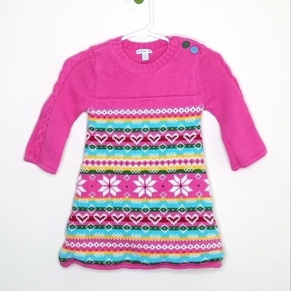 Gap Lined Fair Isle Knit Heart Dress 6-12m - Picture 1 of 6